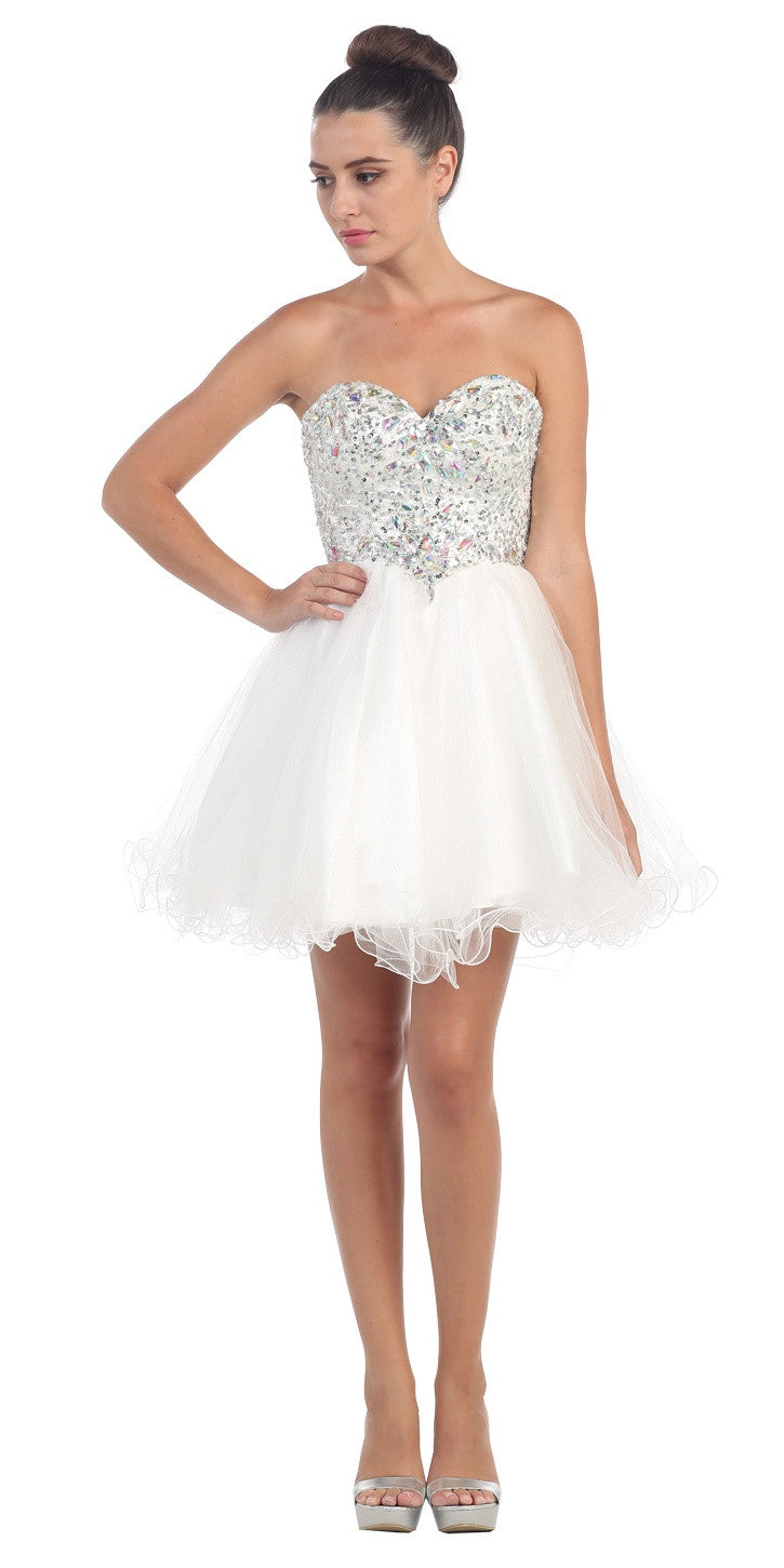 short white dress with tulle skirt