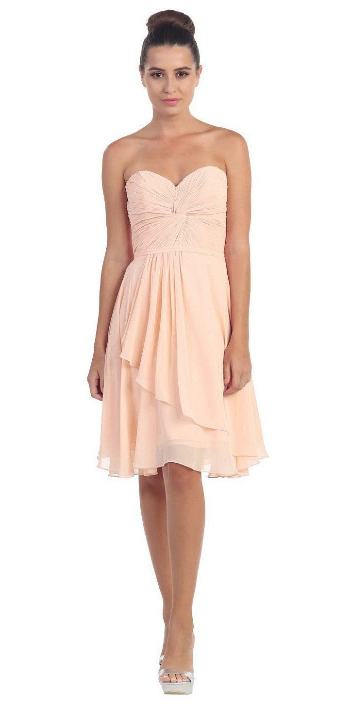 short peach bridesmaid dresses