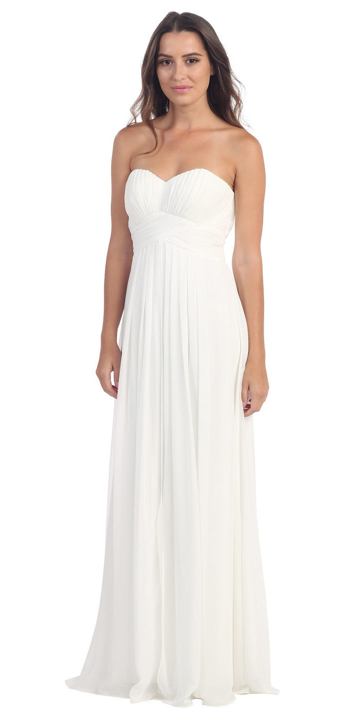 white strapless ball dress