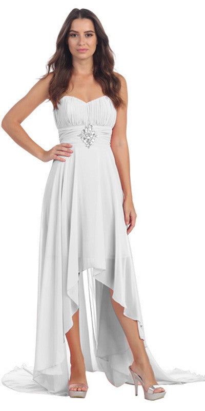 white high low dress