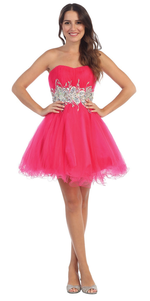 Poofy Short Homecoming Dress Mint Strapless A Line Sequins ...