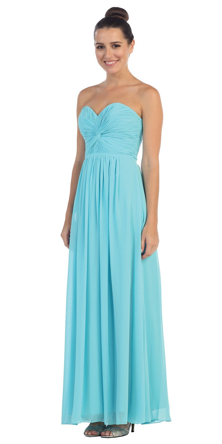 Popular Chiffon Strapless Turquoise Beach Wedding Bridesmaid Dress