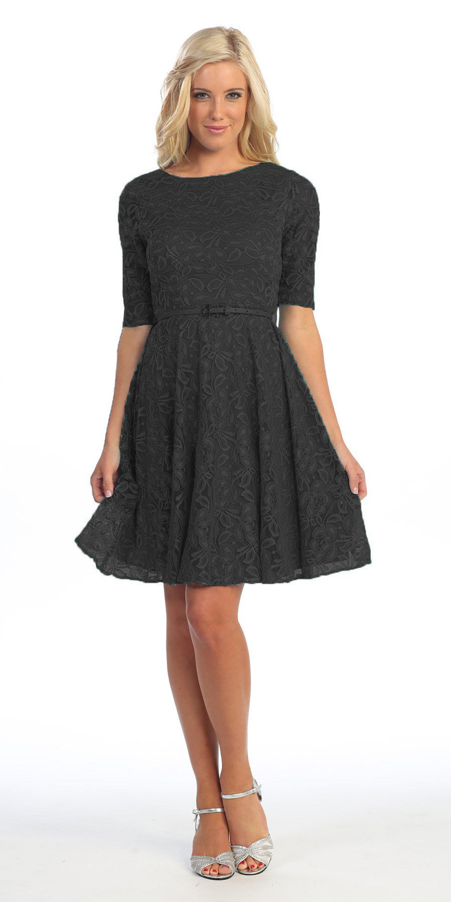 casual black dress with sleeves