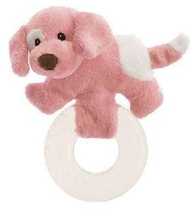 stuffed pink dog