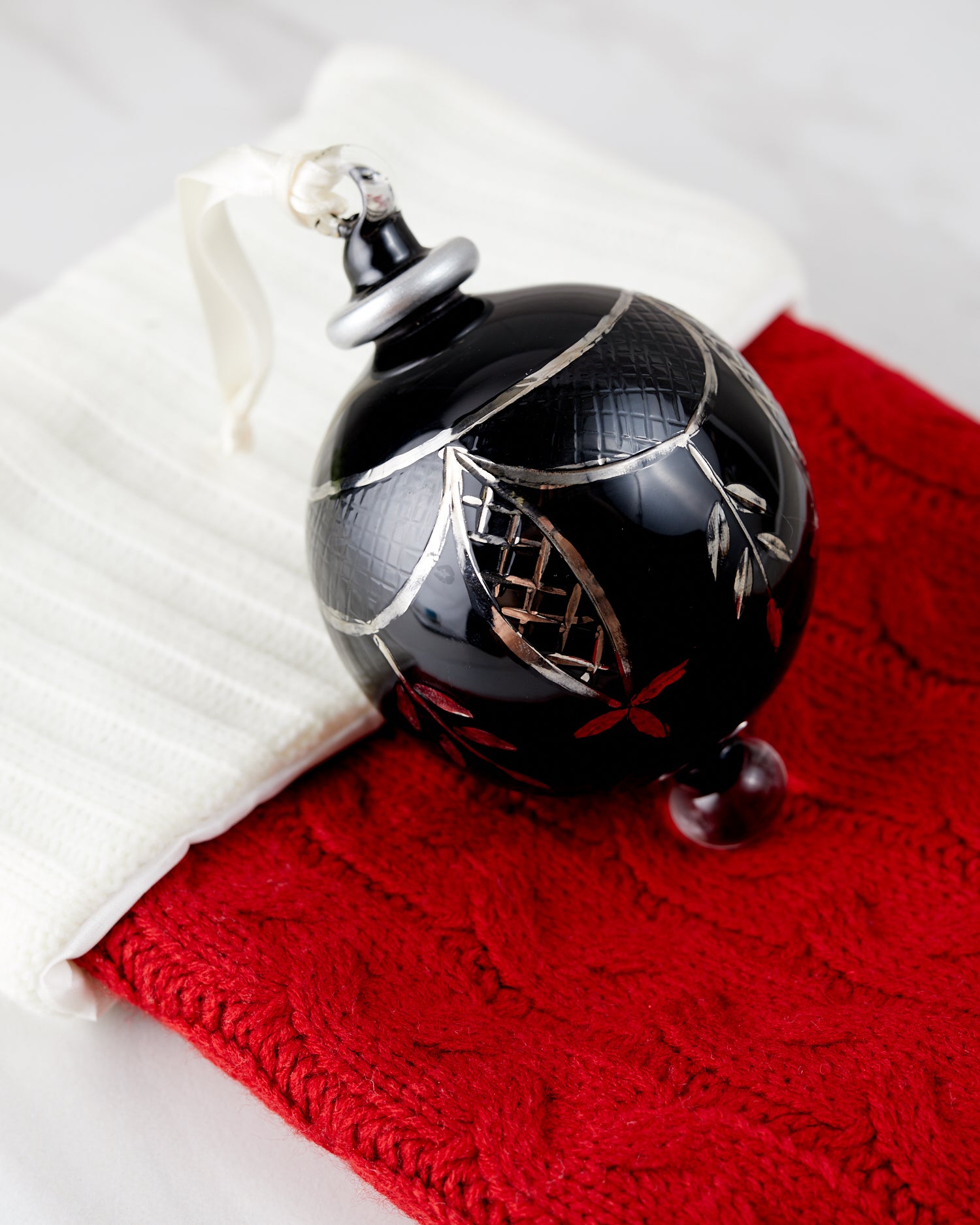 black and silver ornaments