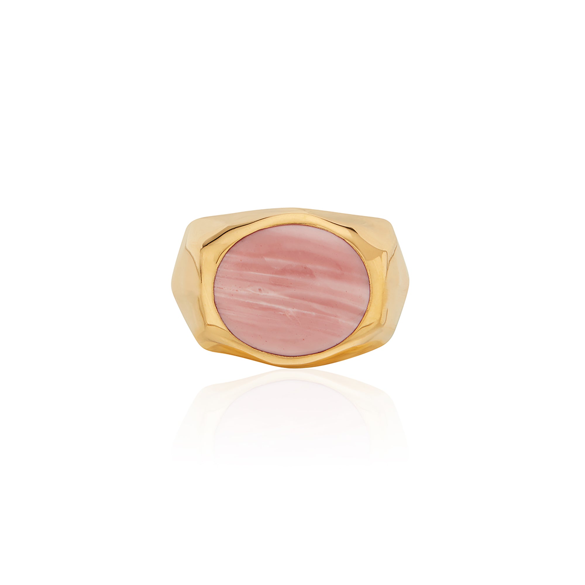 Image of Large Oval Pink Opal Signet Ring