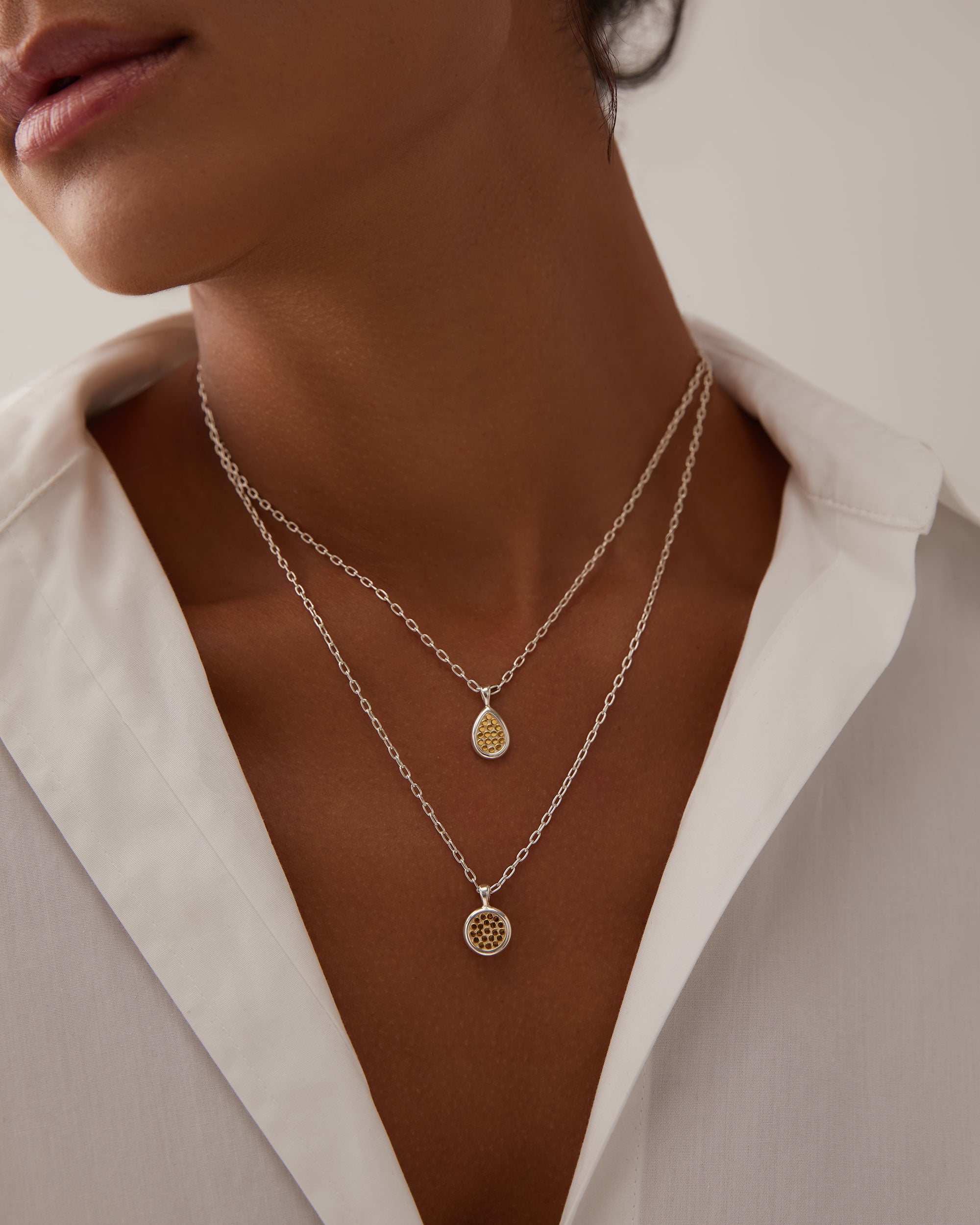 Classic Smooth Rim Pendant Necklace, 16-18"