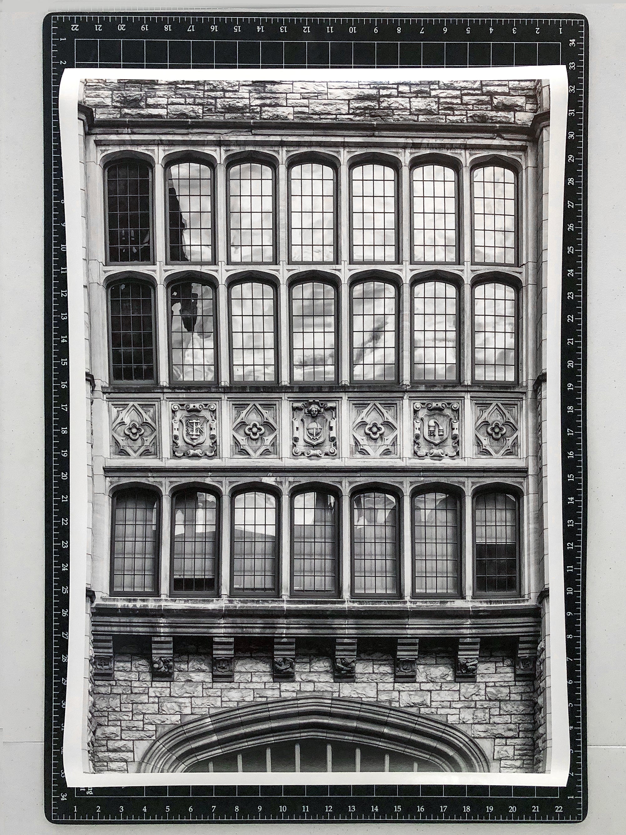 An overhead look at the 20 x 30-inch print of the Hume-Fogg Academy shown in the frame above.