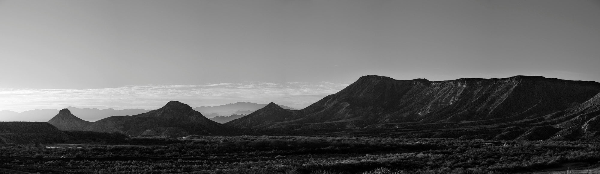 West Texas Mountain Panorama. Black and White Photograph by Keith Dotson. Buy a fine art print.