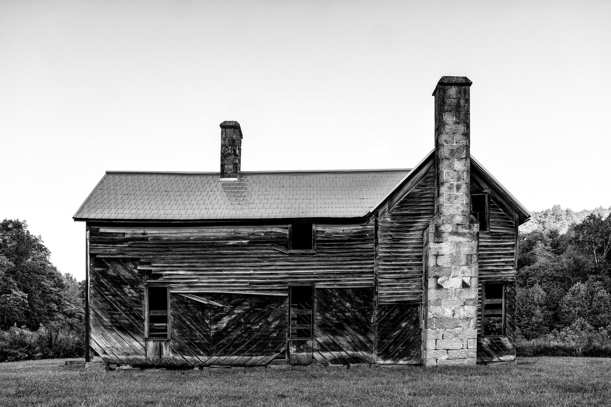 Jimmy Davis Homestead at Dog Cove, Tennessee (1890s) - Black and White Photograph
