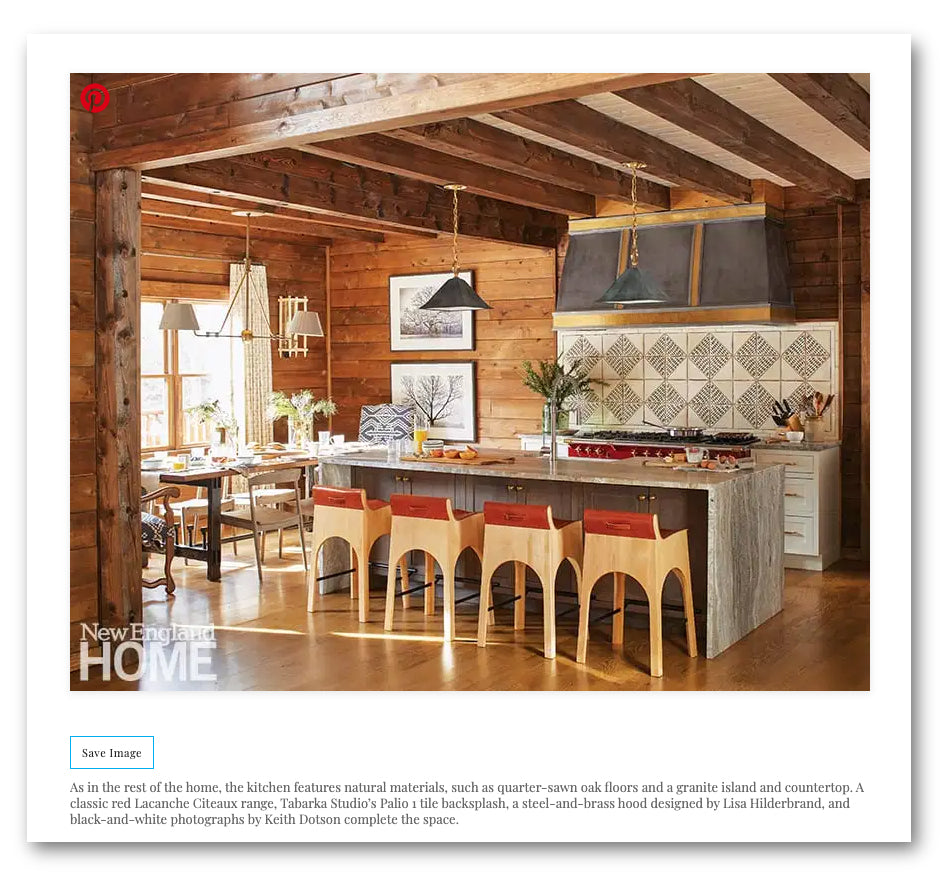 Two photographs by Keith Dotson can be seen in this beautiful, rustic kitchen, designed by Lisa Hildebrand, with photograph by John Bessler.