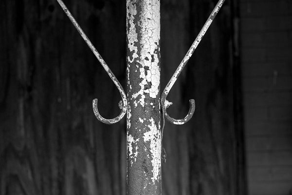 Peeling Paint on a Post in Downtown Adams (RQ0A5243)