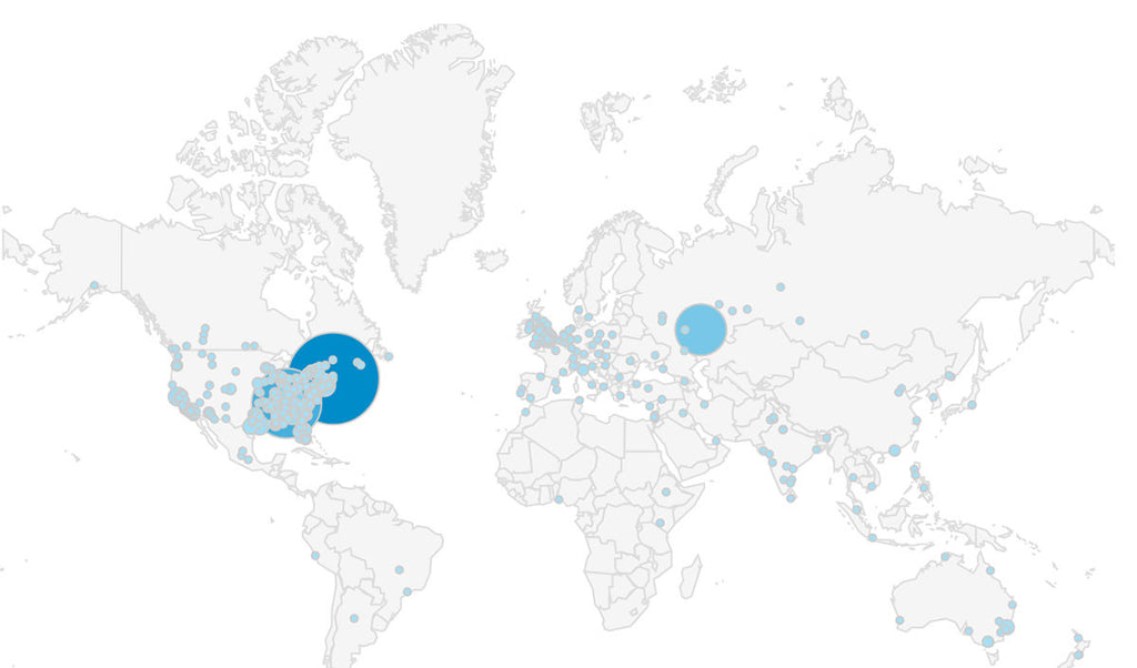 Map of visits to Keith's website since the beginning of 2017