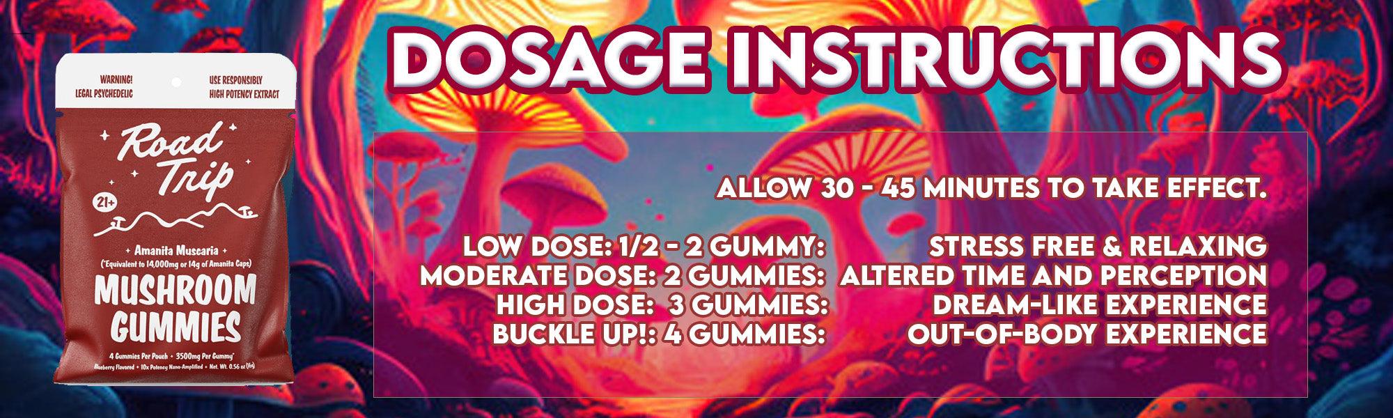 Dosage Instructions for Road Trip Amanita Mushroom Gummies