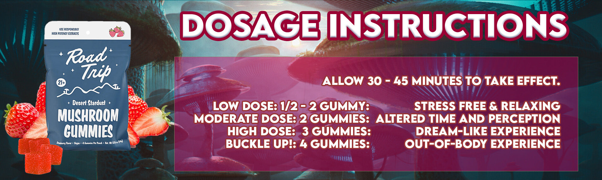 Road Trip Desert Stardust Strawberry Gummy Dosage Instructions