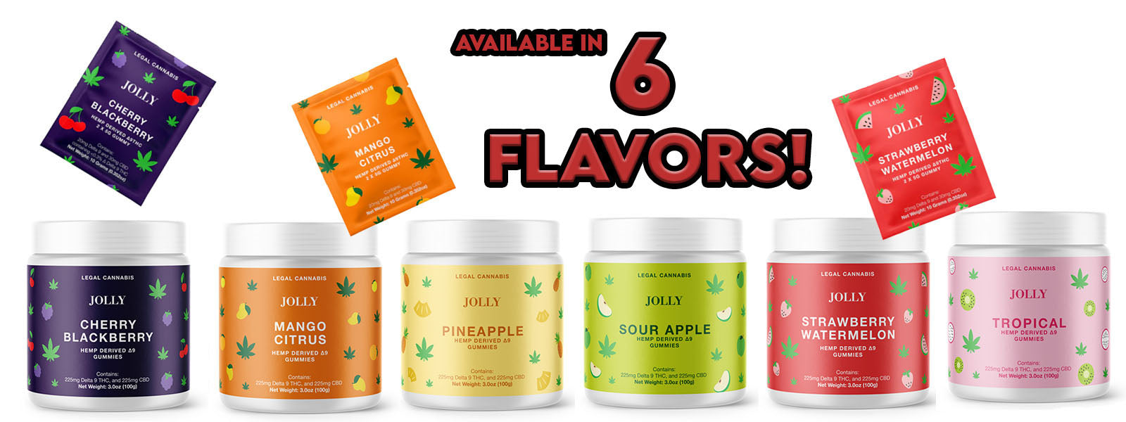 Jolly Cannabis Gummies available in 6 flavors.