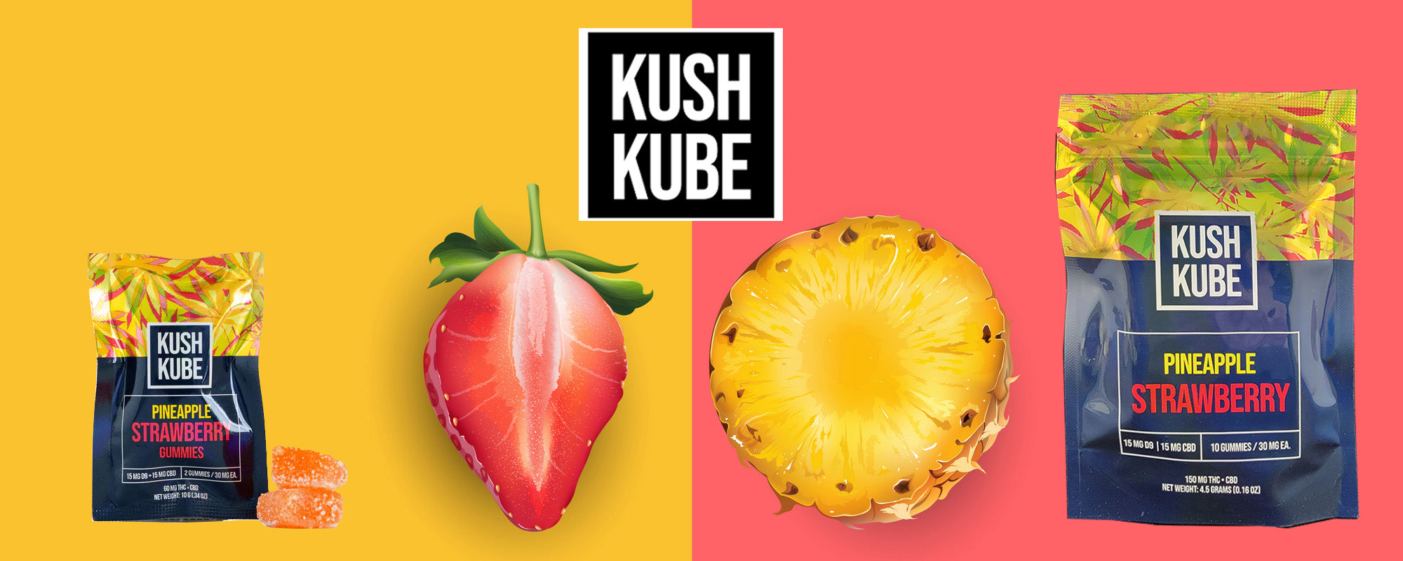 Pineapple Strawberry Kush Kube Delta 9 Gummies