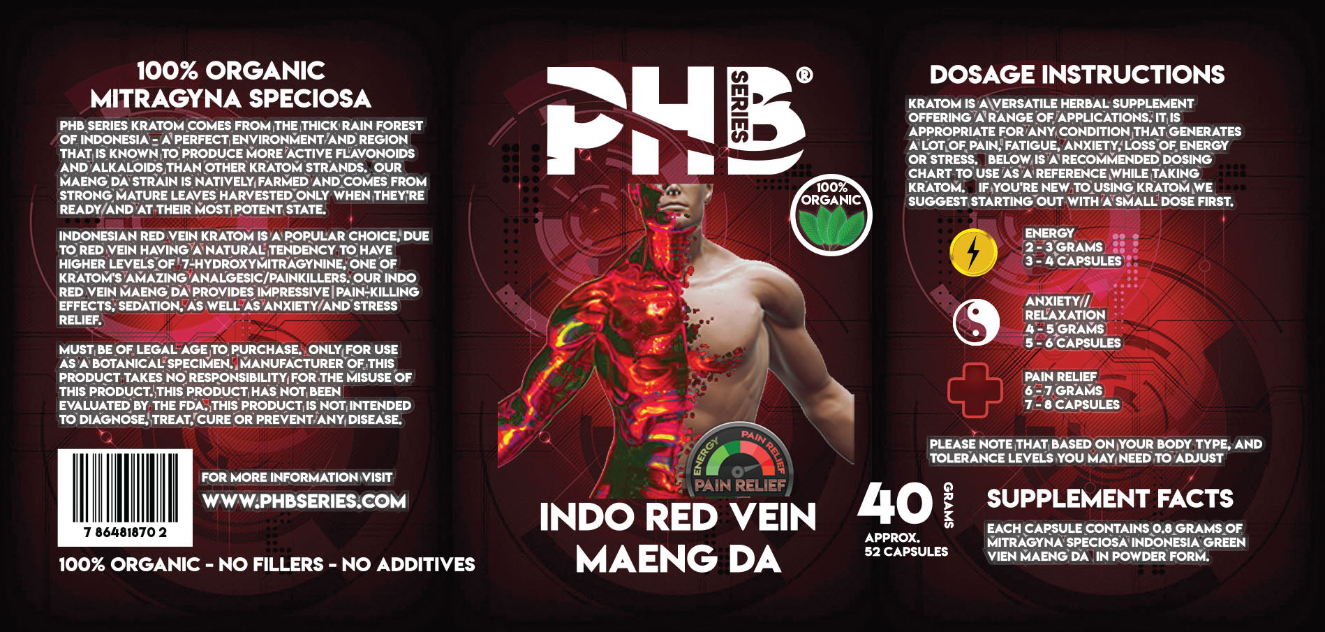 PHB Series Indo Red Vein Kratom