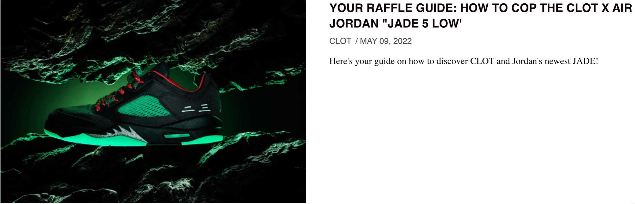 CLOT x AIR JORDAN “JADE 5 LOW” Raffle Guide