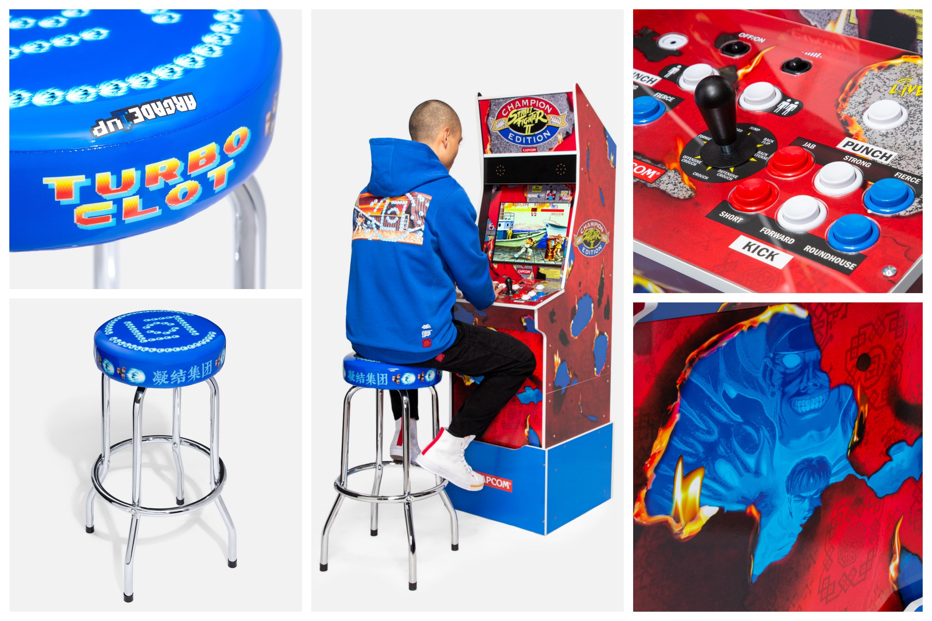 CLOT x ARCADE1UP Street Fighter™ II Big Blue Arcade Machine and apparel collection