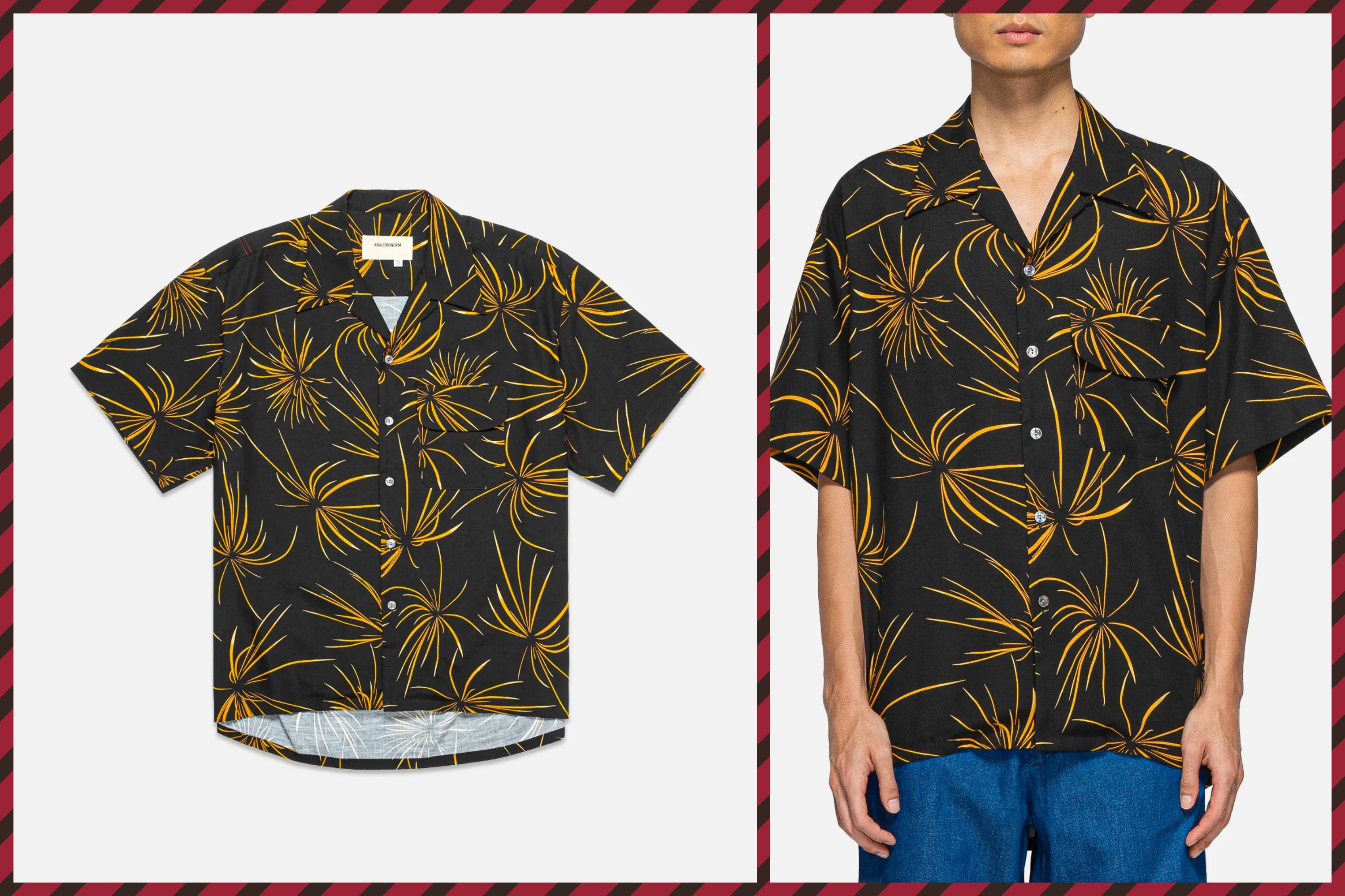 JUICE Holiday Gift Guide - Anachronorm Fireworks S/S Tuck Open Collar Shirt
