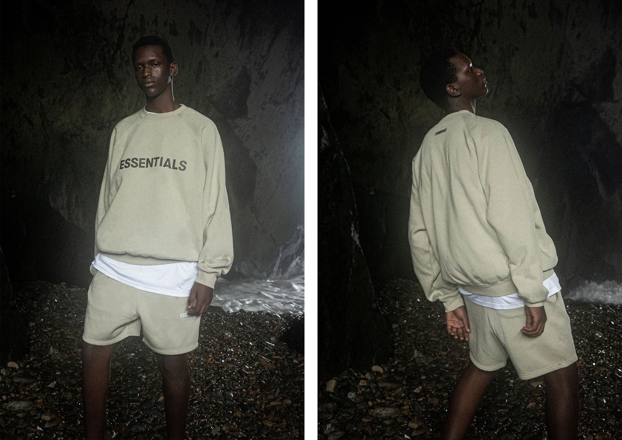 Fear of God ESSENTIALS SAGE CREWNECK + SHORTS