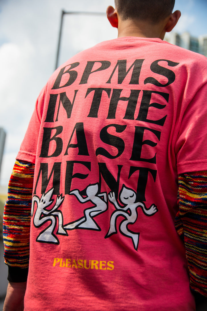 Close up back shot of BPMS T-Shirt for PLEASURES Spring-Summer 2022