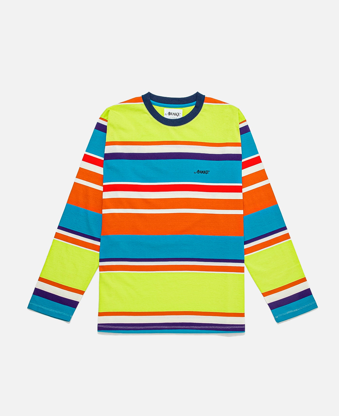 Embroidered Logo L/S Striped T-Shirt (Green)