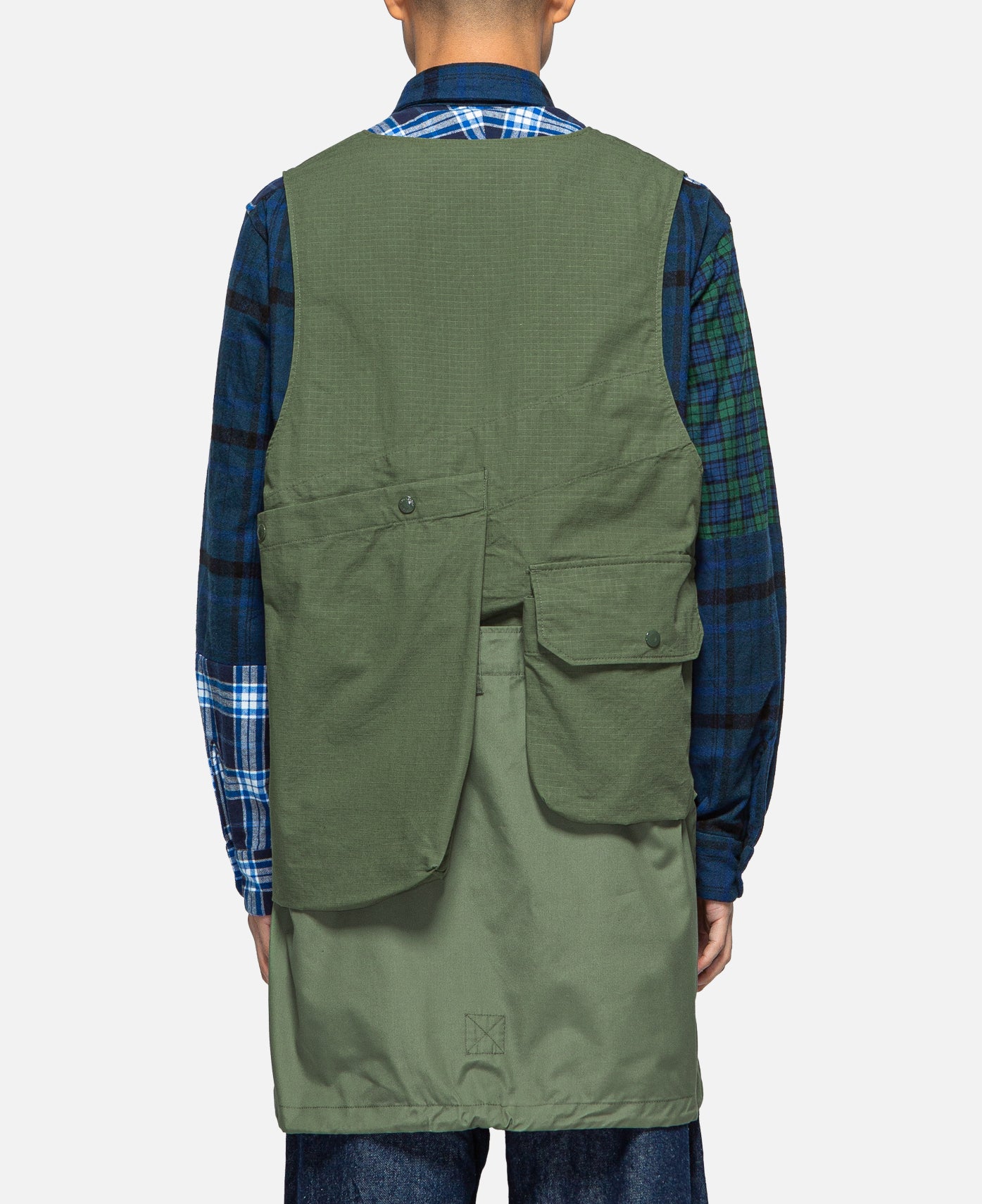 Engineered Garments Fishing Vest Olive Cotton Ripstop - Made in