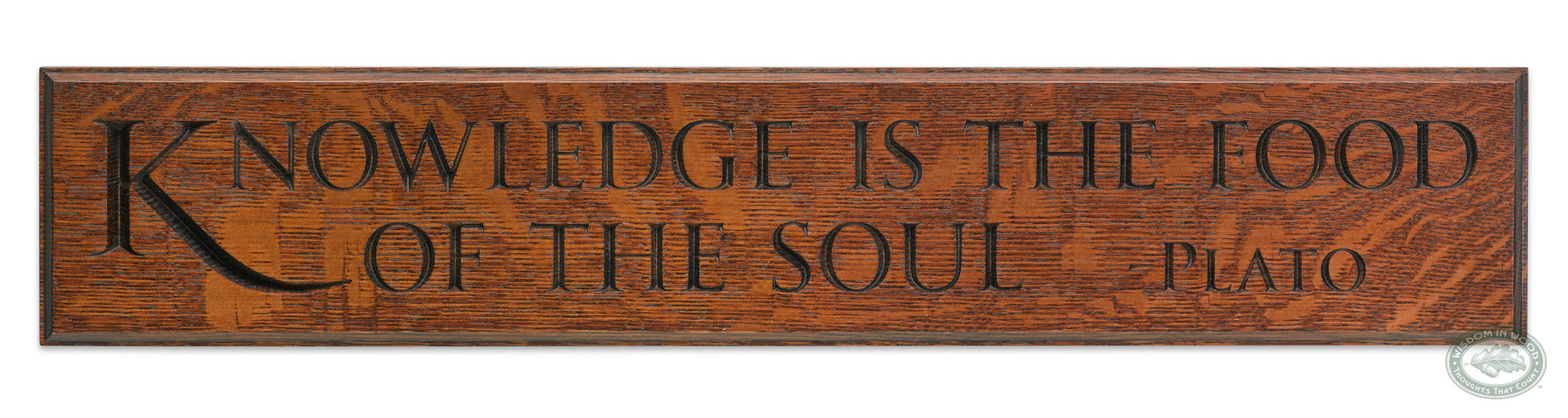 "Knowledge is the food of the soul " Plato Carved Quote Wall Art
