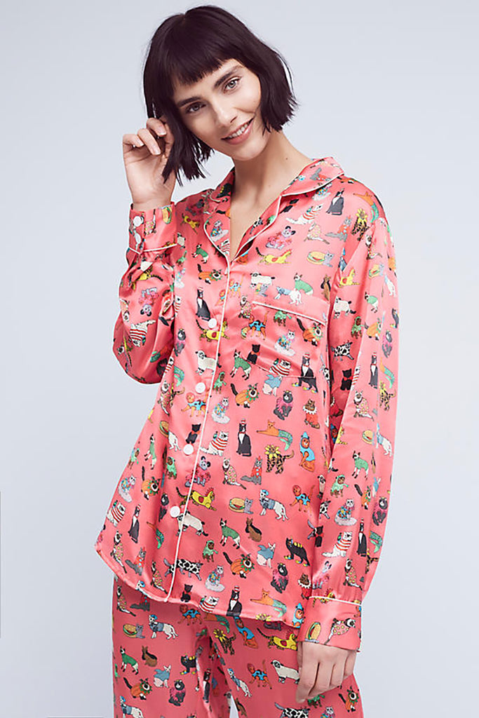 Anthropologie Karen Mabon Cat's Pyjamas Silk Sleep Top