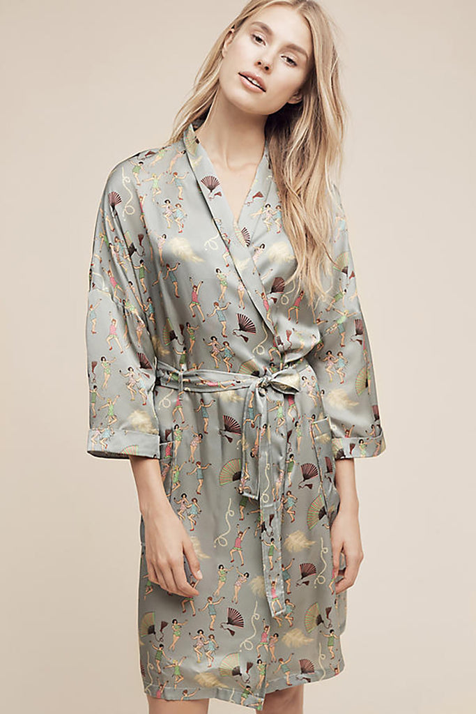 Anthropologie Karen Mabon Great Gatsby Silk Robe