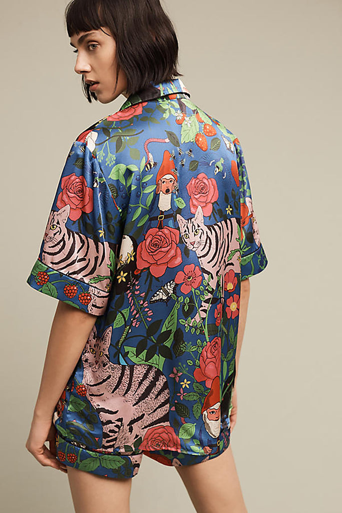 By Anthropologie Silky Printed Pajama Top