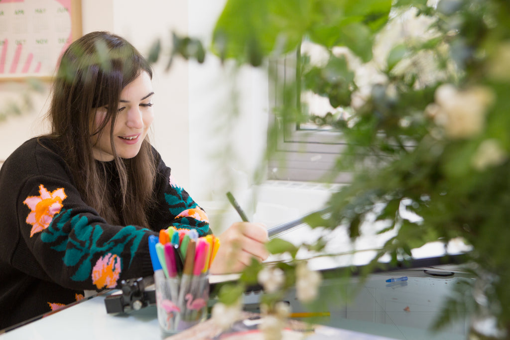 Karen Mabon working in her studio