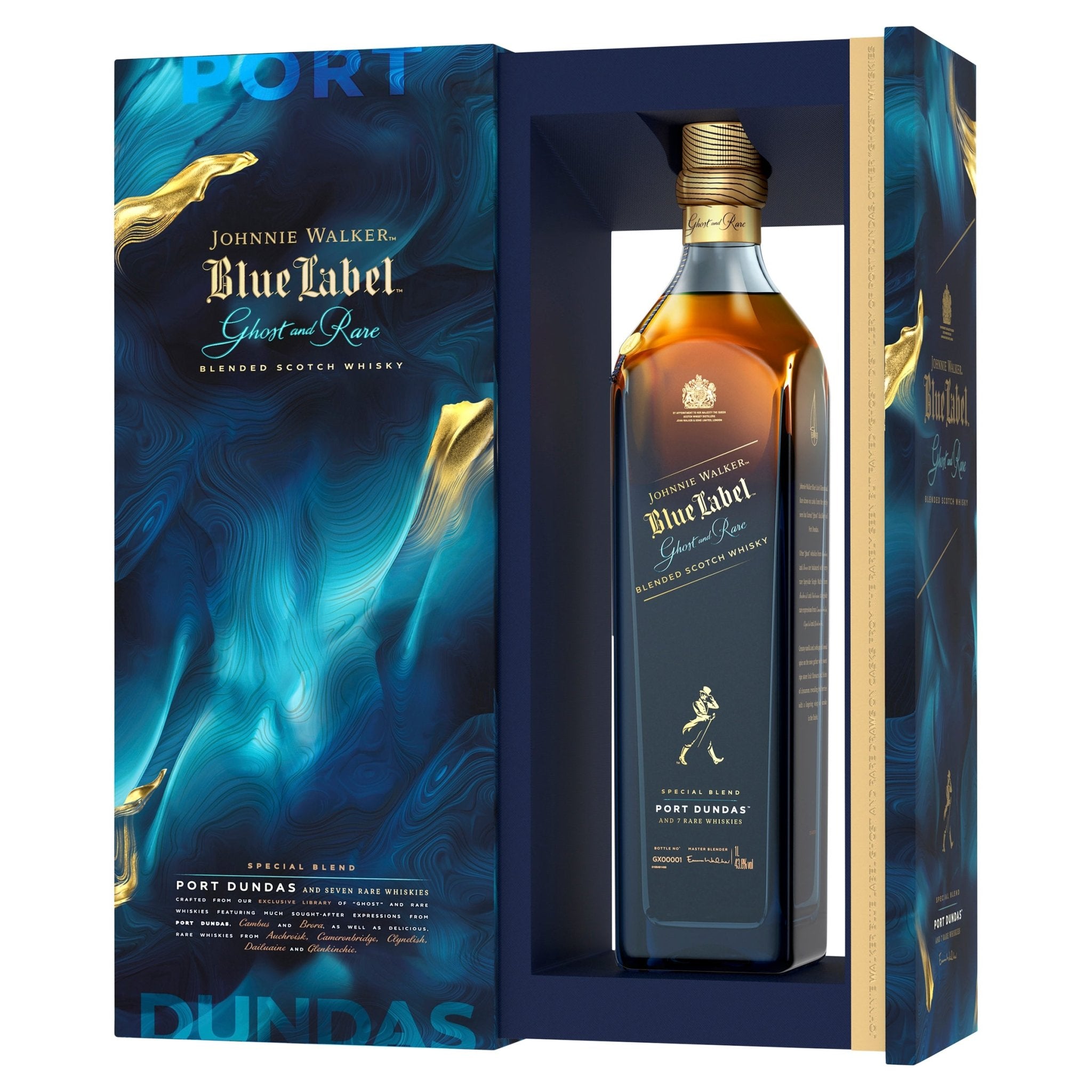 Johnnie Walker Blue Label Ghost And Rare Port Dundas Scotch Whisky 700ml Secret Bottle 7657