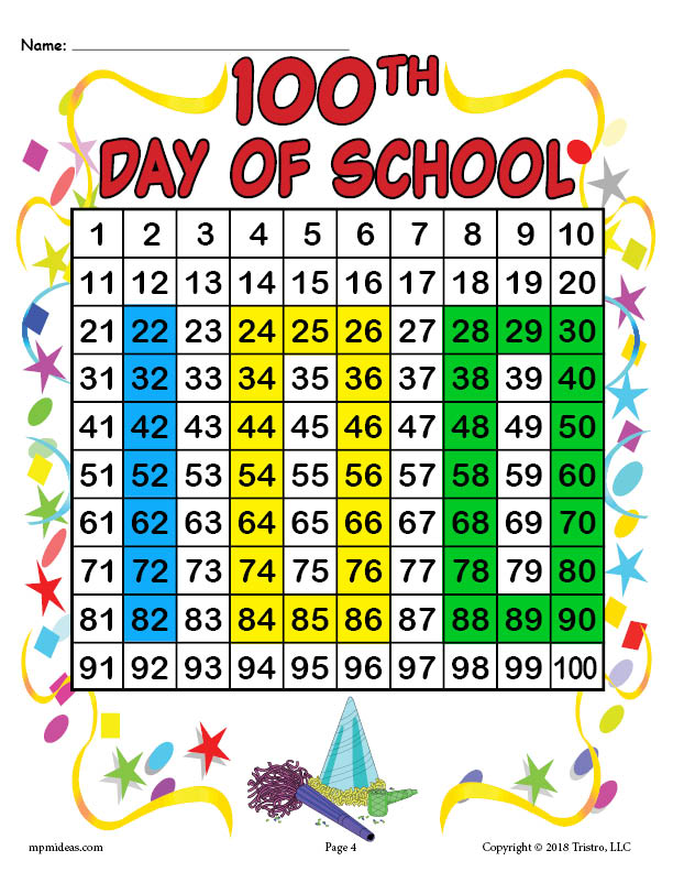 free printable 100th day of school place value mystery picture supplyme