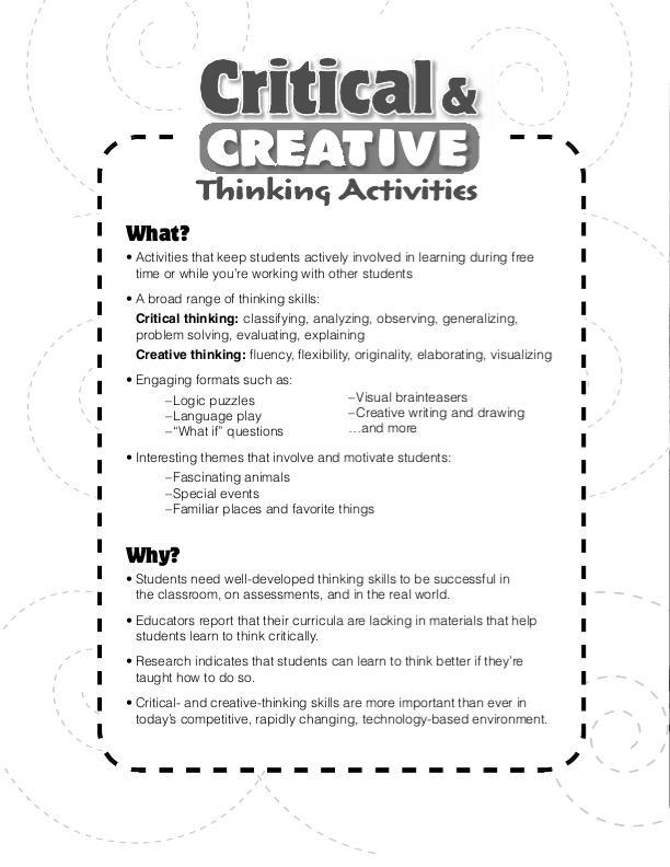 critical thinking skills activities pdf