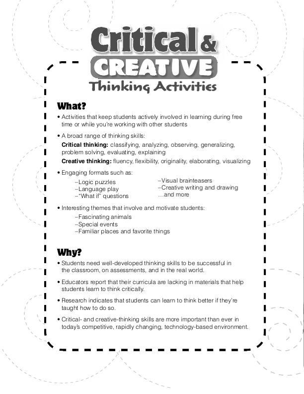 Evan-Moor Critical and Creative Thinking Activities, Grade ...
