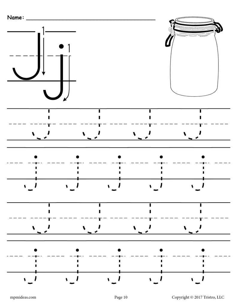 Traceable Letter J Worksheet