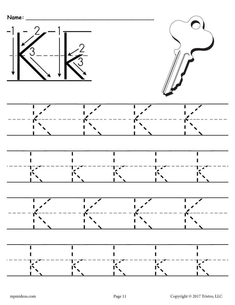 printable letter k tracing worksheet supplyme