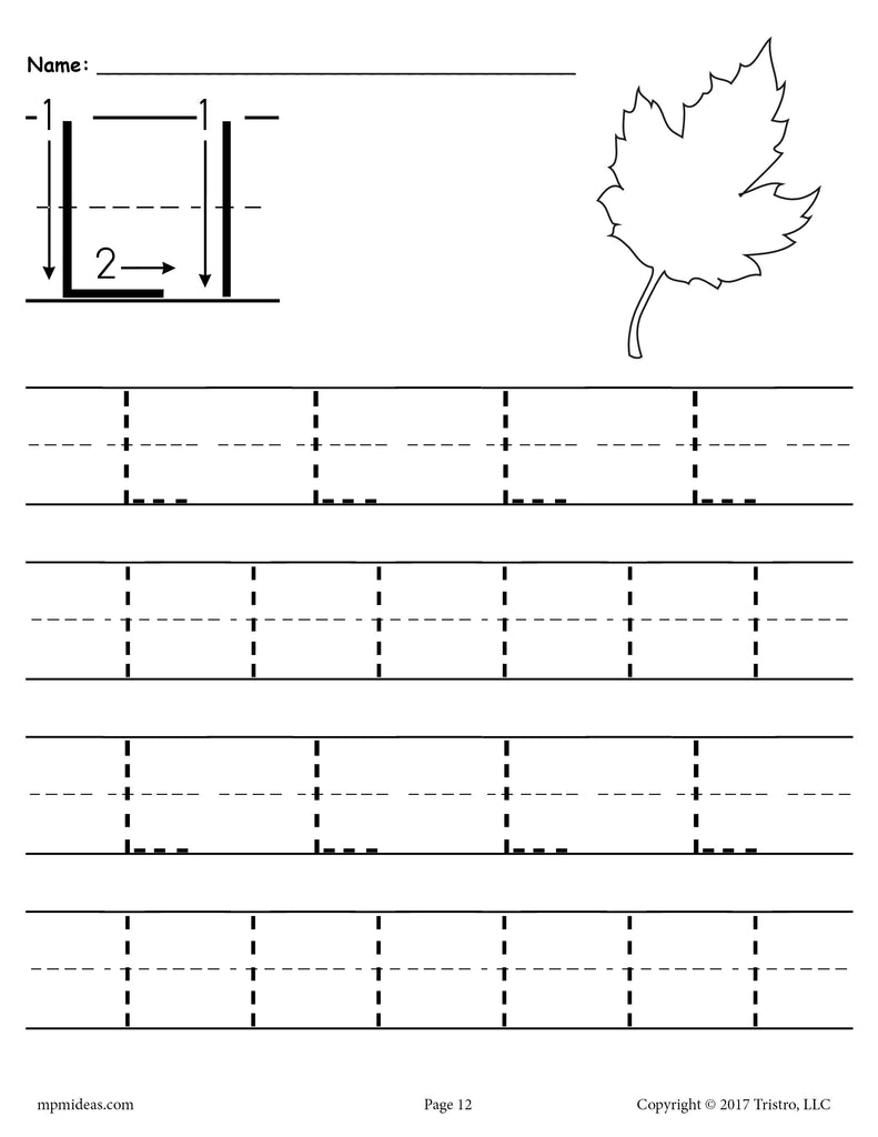 Printable Letter L Tracing Worksheet!