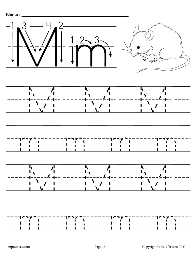 letter m tracing worksheet