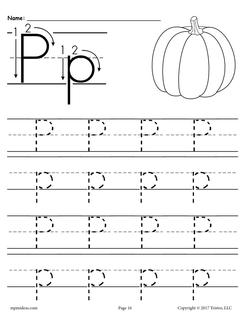 Trace The Letter P Worksheet