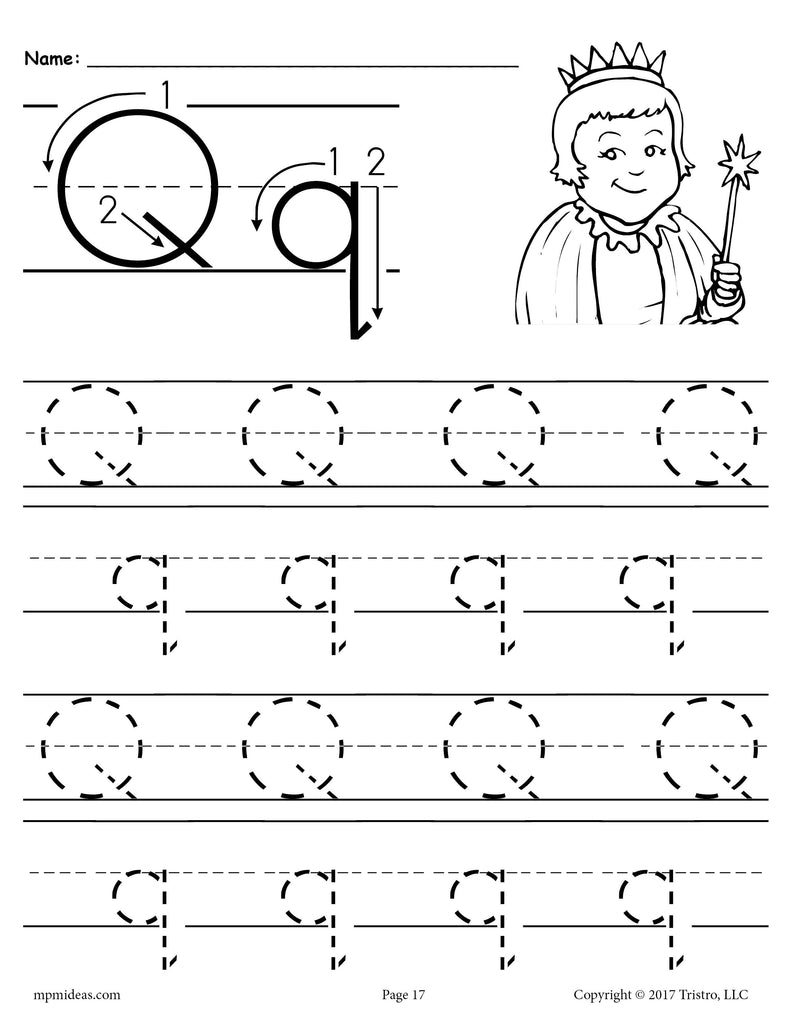 Printable Letter Q Tracing Worksheet!