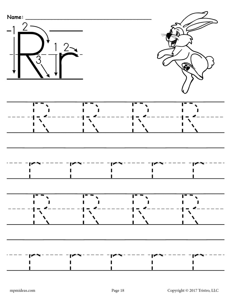 Printable Letter R Tracing Worksheet!
