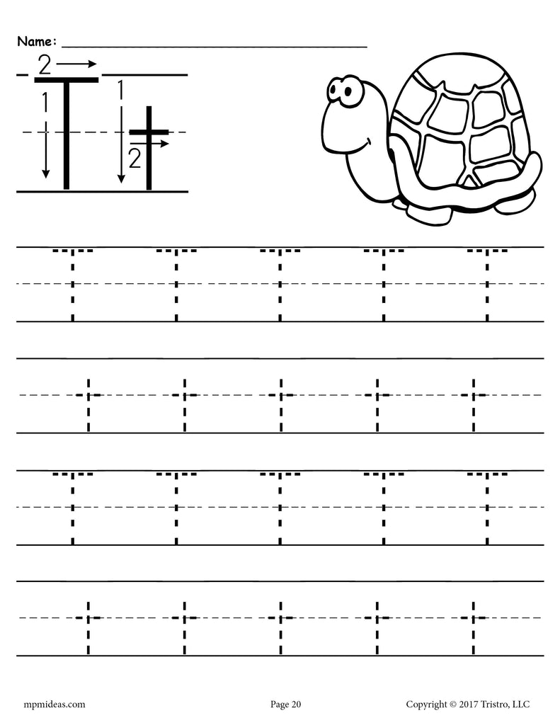 Letter T Tracing Worksheet Preschool
