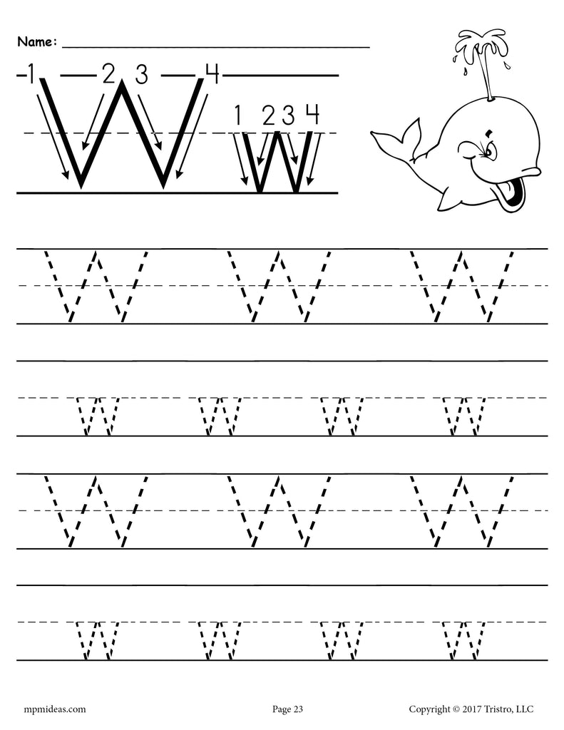 free printable letter w tracing worksheet supplyme