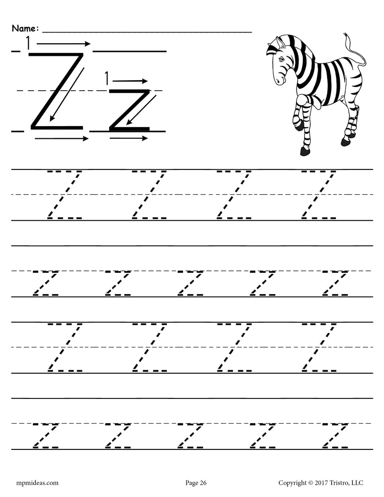 free printable letter z tracing worksheet supplyme