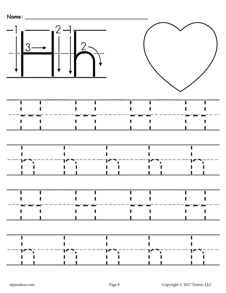 Preschool Tracing Worksheet For The Letter H