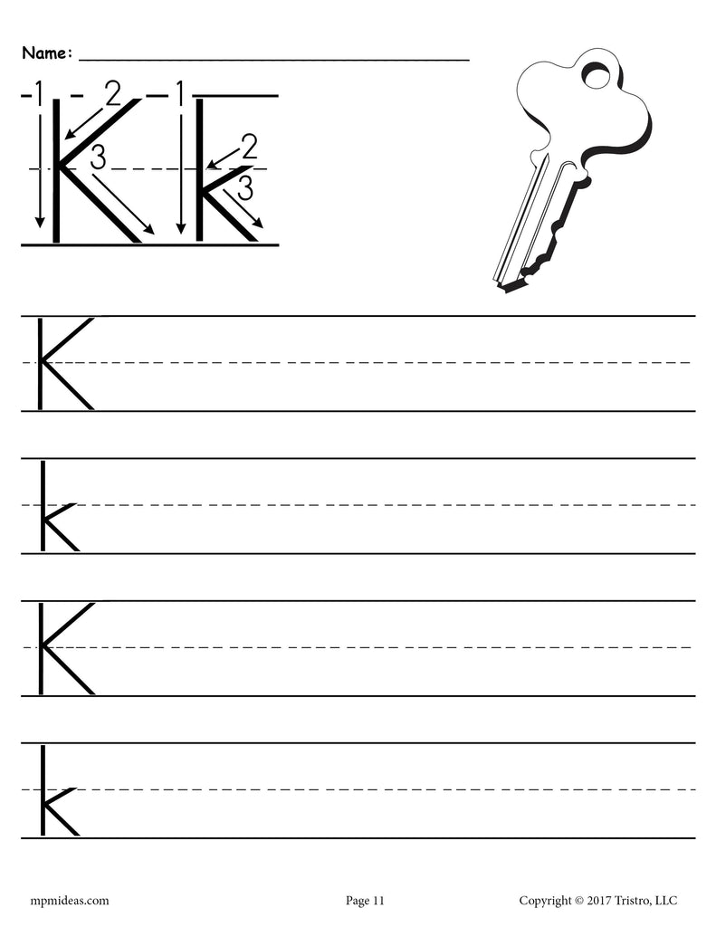 FREE Printable Letter K Handwriting Worksheet SupplyMe